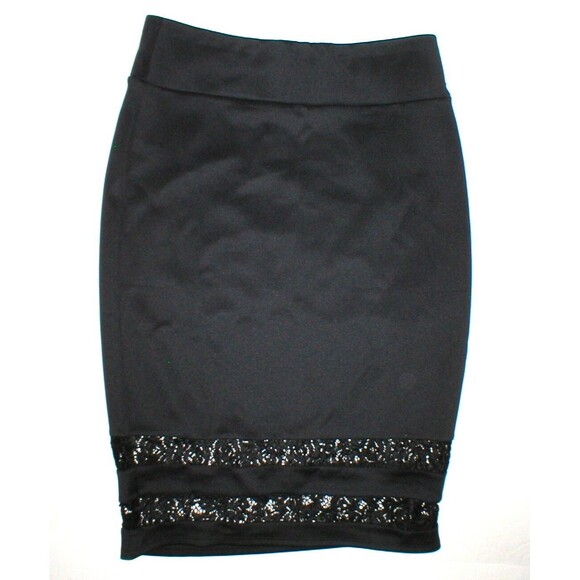 New NWT Womens Medium Carmen by Marc Valvo Skirt Black M Lace Inset Knee Work - Picture 1 of 1